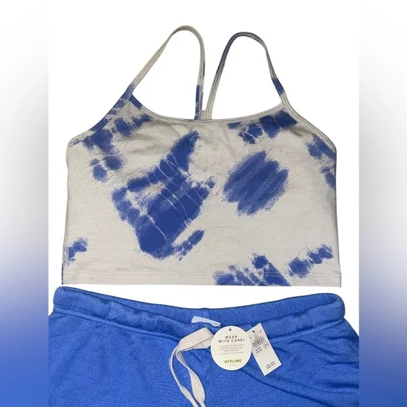 NWT Offline by Aerie KEEP IT 100 Fleece Shorts & Matching Sports Bra 2 Piece Set - Picture 3 of 9